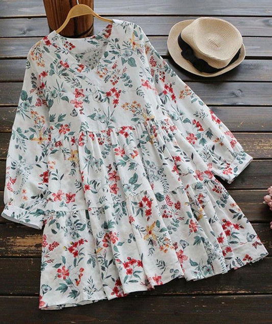 Floral Print V-Neck Tunic Top