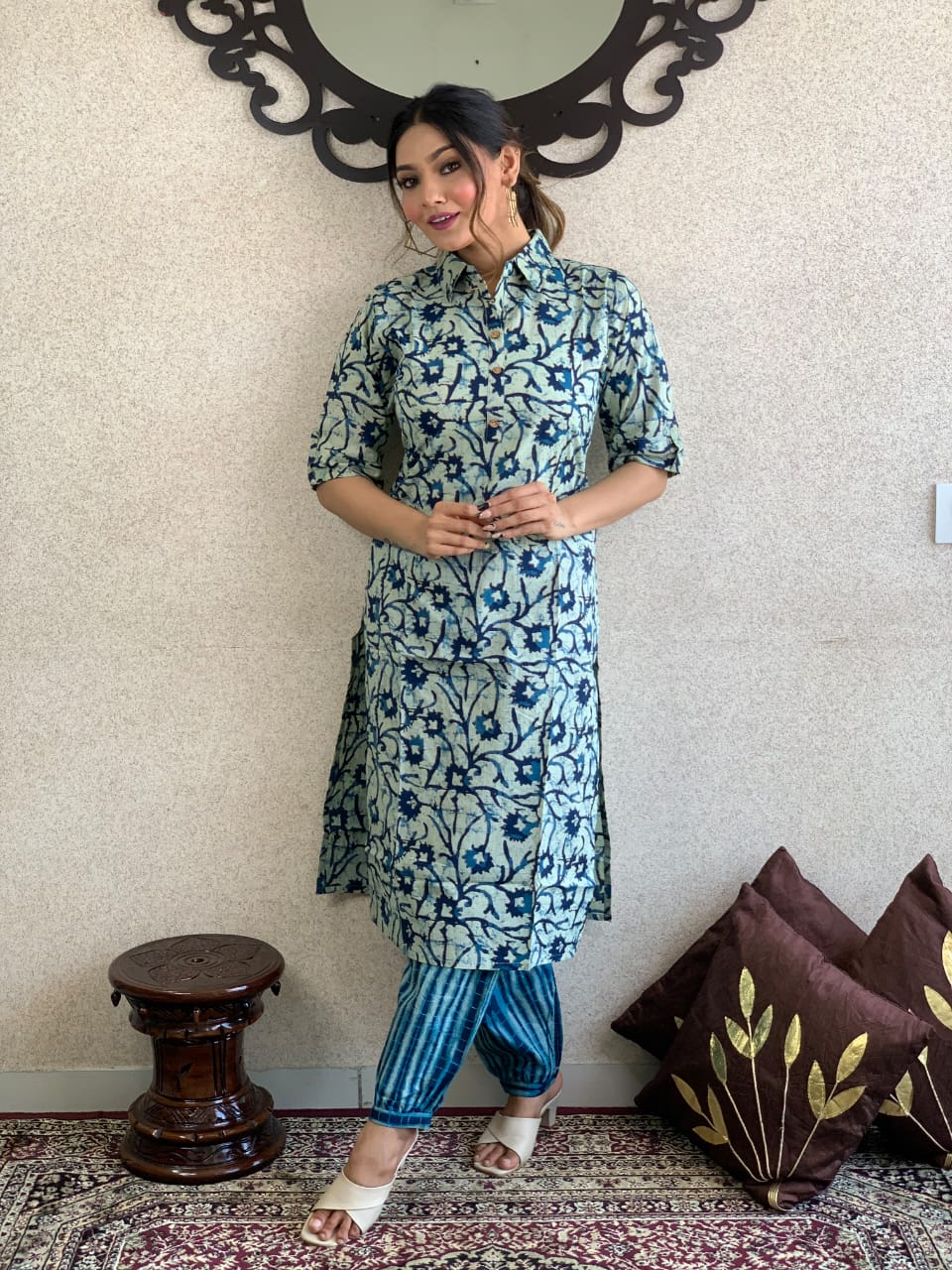 Beautiful Cotton Blue Kurta & Pant