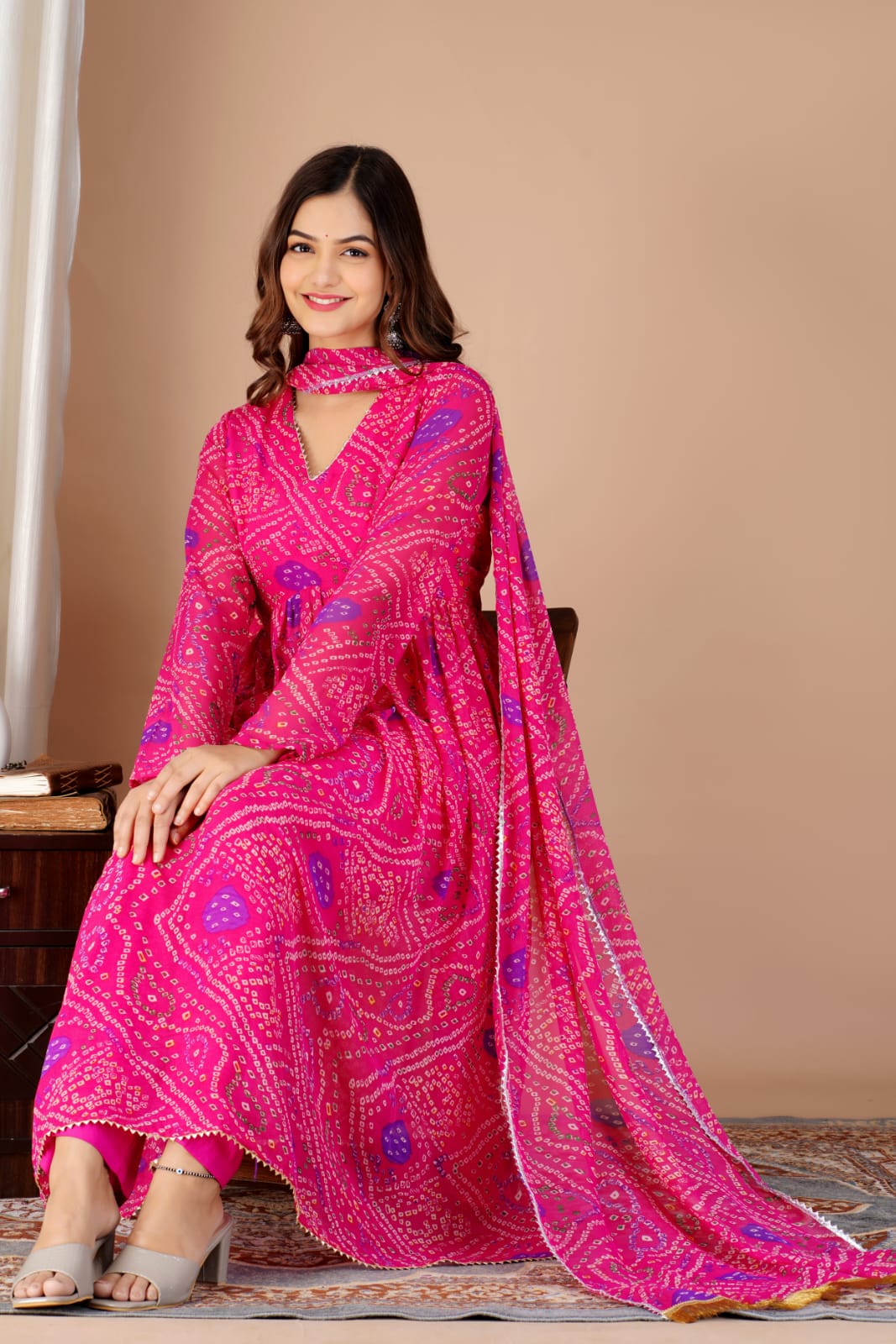 Latest traditional bandhani Print & very soft Dress