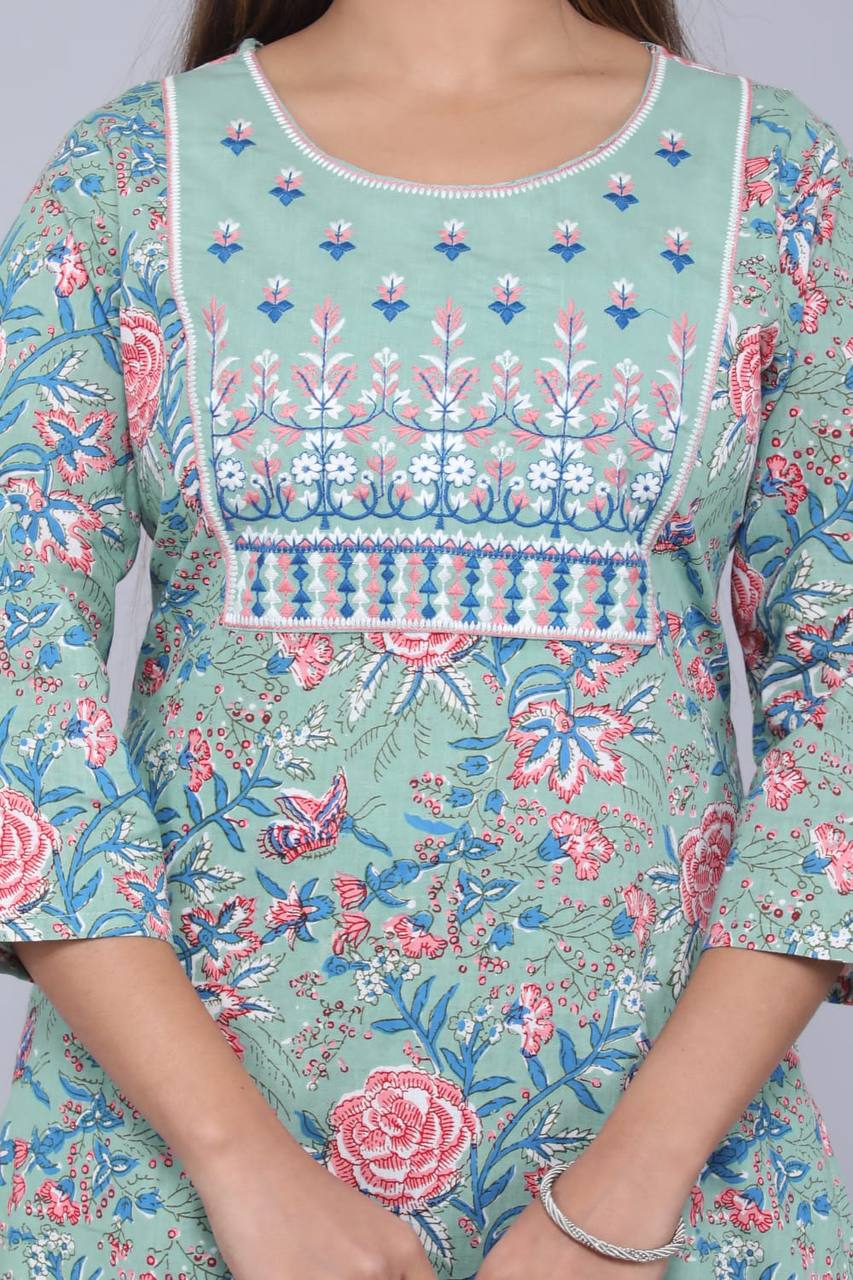 Cotton Printed and Heavy Embroidery Work Kurta Set