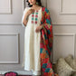 Designer Chikankari Kurta and Colourful Dupatta set