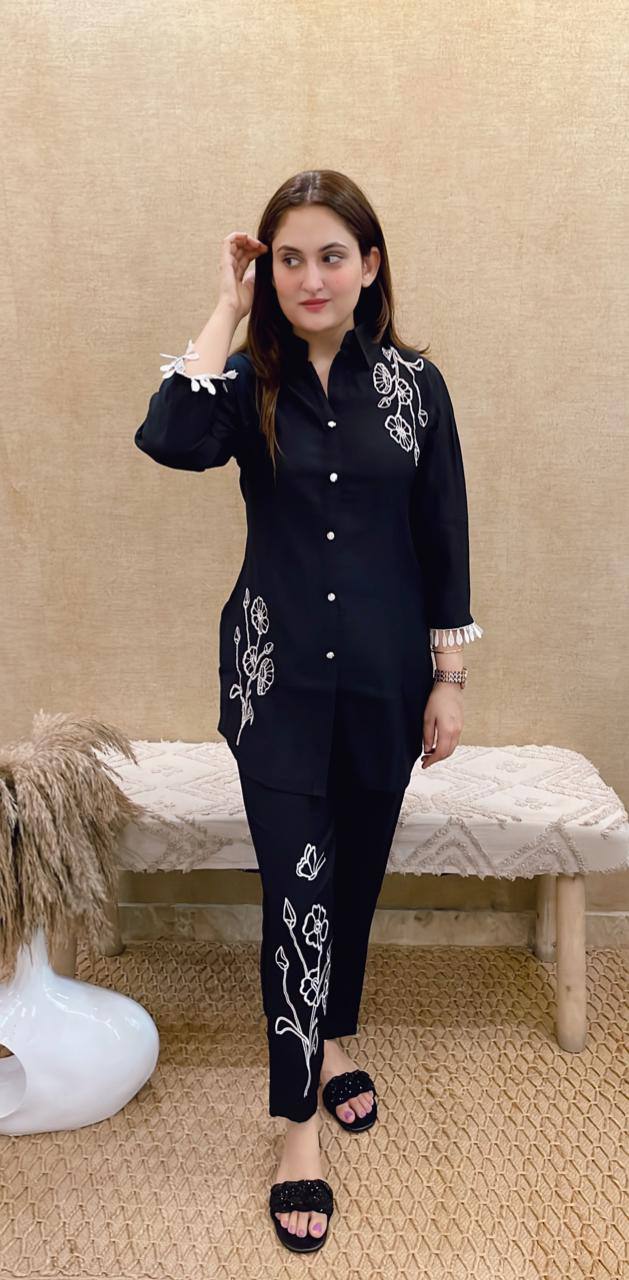 Rayon Embroidered Co-Ord Kurta Set
