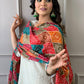 Designer Chikankari Kurta and Colourful Dupatta set