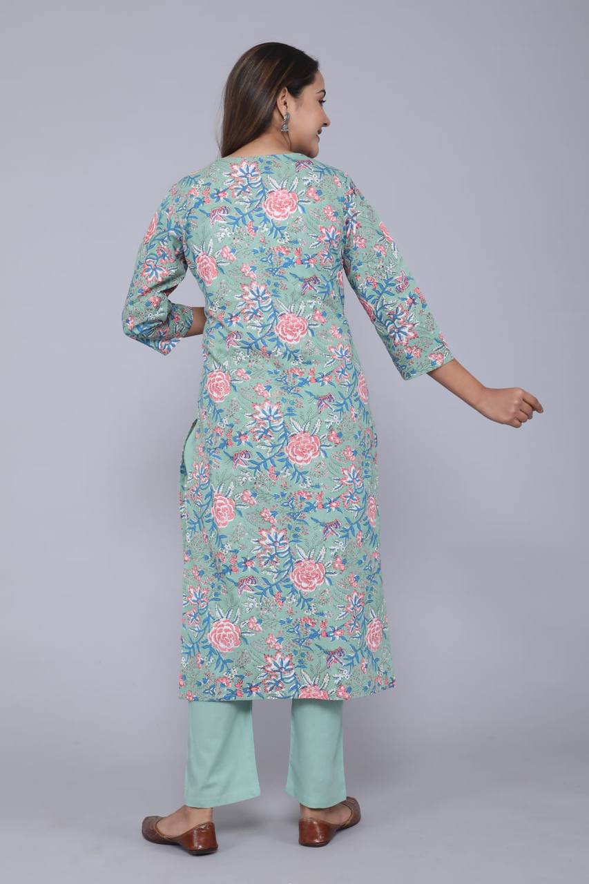 Cotton Printed and Heavy Embroidery Work Kurta Set
