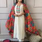 Designer Chikankari Kurta and Colourful Dupatta set