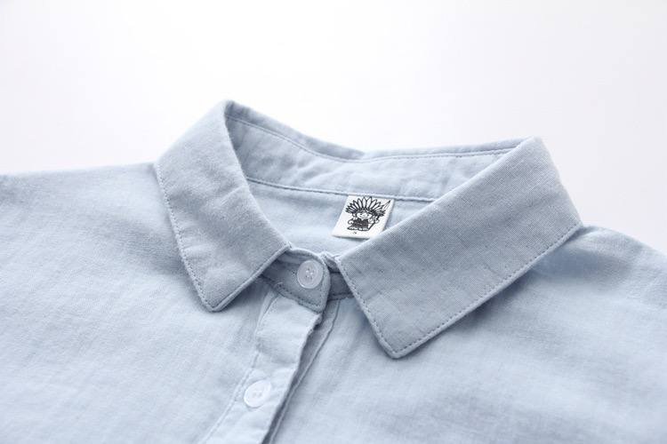 Cotton Solid Long Sleeve Shirt Women