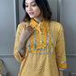 Beautiful Cotton Collar Kurta With Embroidered Lace Work