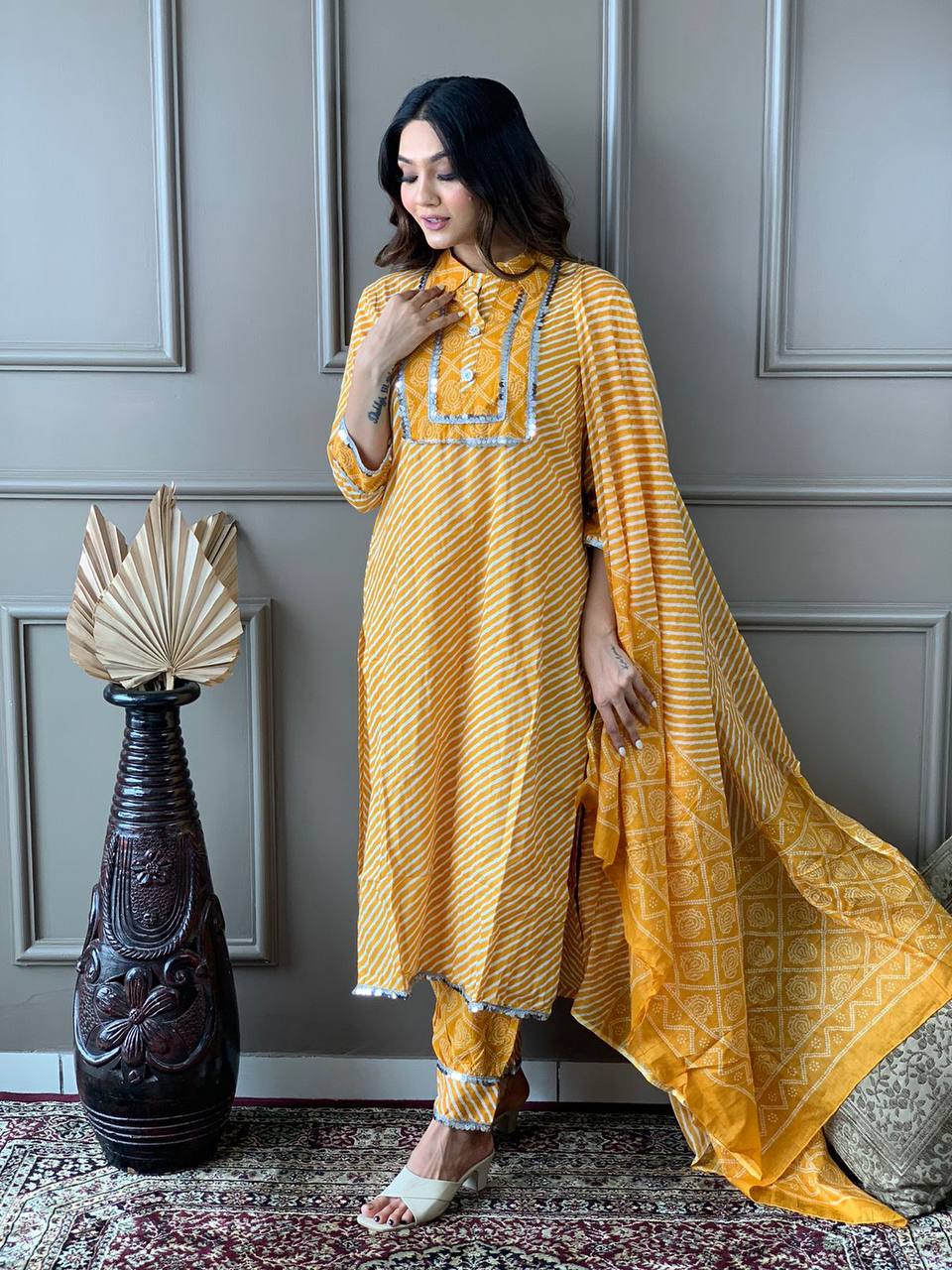 Beautiful Cotton Collar Kurta With Embroidered Lace Work
