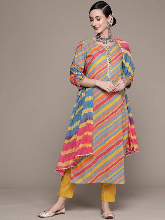 Rayon Fabric Multi Color Kurta Set