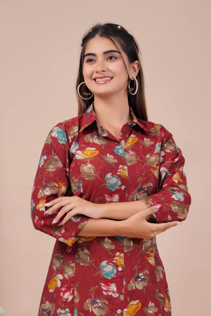 Muslin Fabric Long Afghan Co-Ord Kurta Set