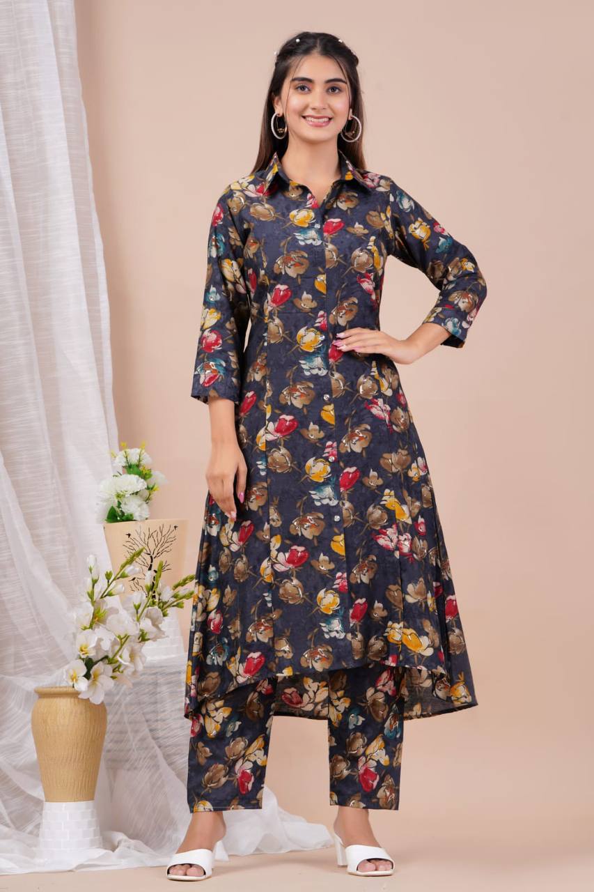 Muslin Fabric Long Up And Down Kurti