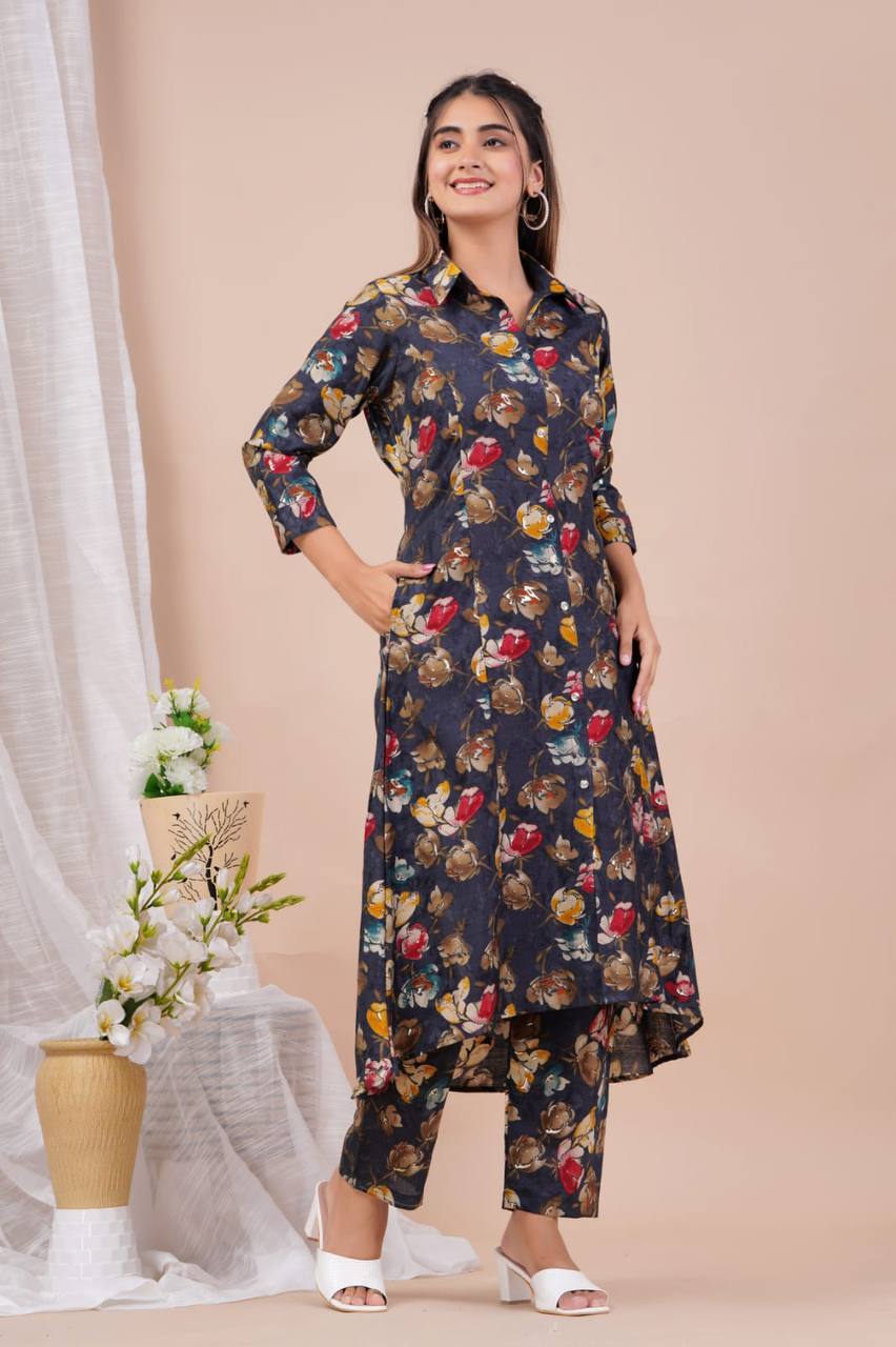 Muslin Fabric Long Up And Down Kurti