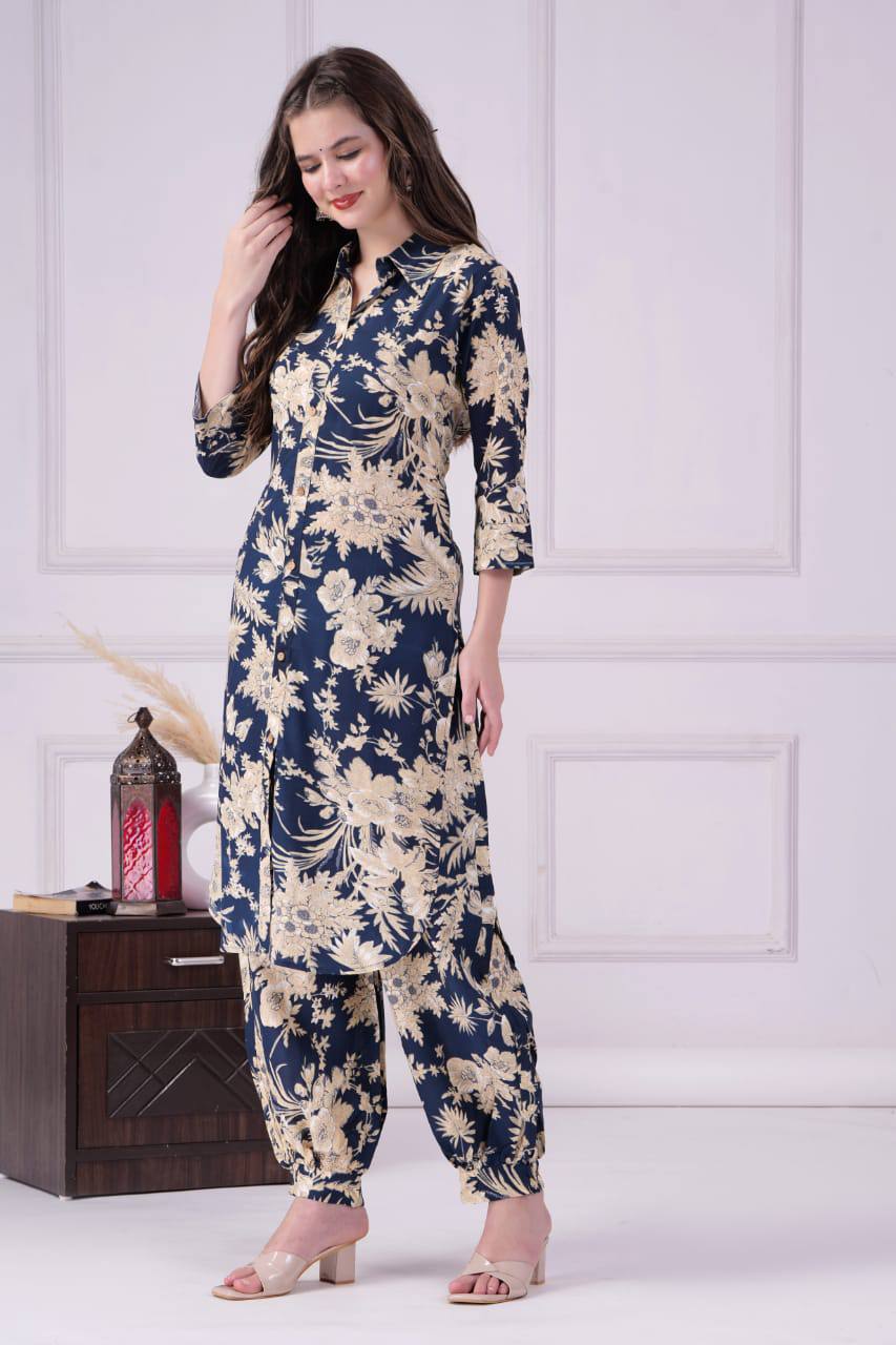 Rayon Digital Printed Co-Ord Kurta Set