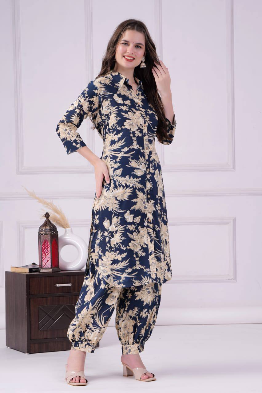 Rayon Digital Printed Co-Ord Kurta Set