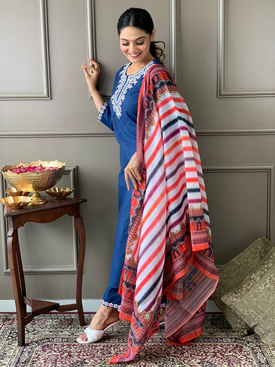 Gorgeous Cotton Kurta With Dupatta Set