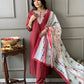 south cotton  handloom Kurta With resham thread embroidery pattern Dupatta Set
