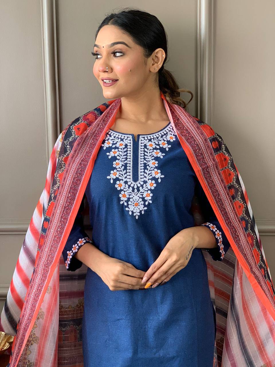 Gorgeous Cotton Kurta With Dupatta Set