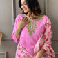 Cotton light pink Kurti With Dupatta Set