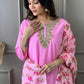 Baby Pink Embroidered Kurta Set With Digital Printed Dupatta