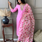 Cotton light pink Kurti With Dupatta Set