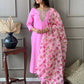 Cotton light pink Kurti With Dupatta Set