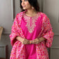Pink Embroidered Kurta Set With Digital Printed Dupatta
