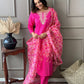 Pink Embroidered Kurta Set With Digital Printed Dupatta