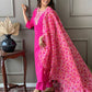 Pink Embroidered Kurta Set With Digital Printed Dupatta
