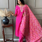 Pink Embroidered Kurta Set With Digital Printed Dupatta