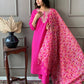Pink Embroidered Kurta Set With Digital Printed Dupatta