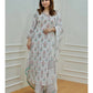 Pure Cotton Embroidered Kurta With Printed Dupatta Set