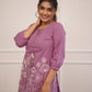 Pink Cotton Embroidered Short Kurta Top With Pant