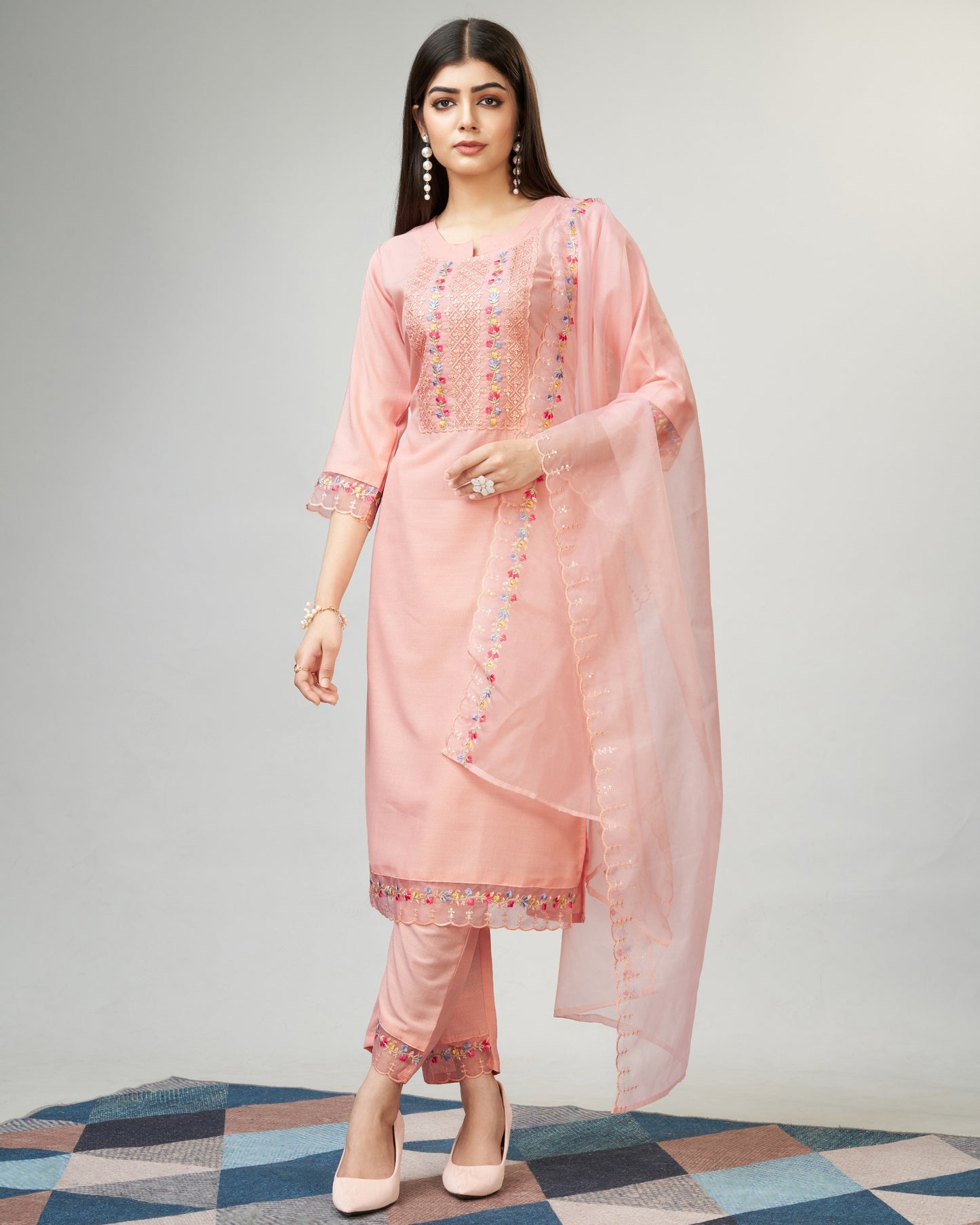 Viscose Print With Worked Kurta Set With Dupatta