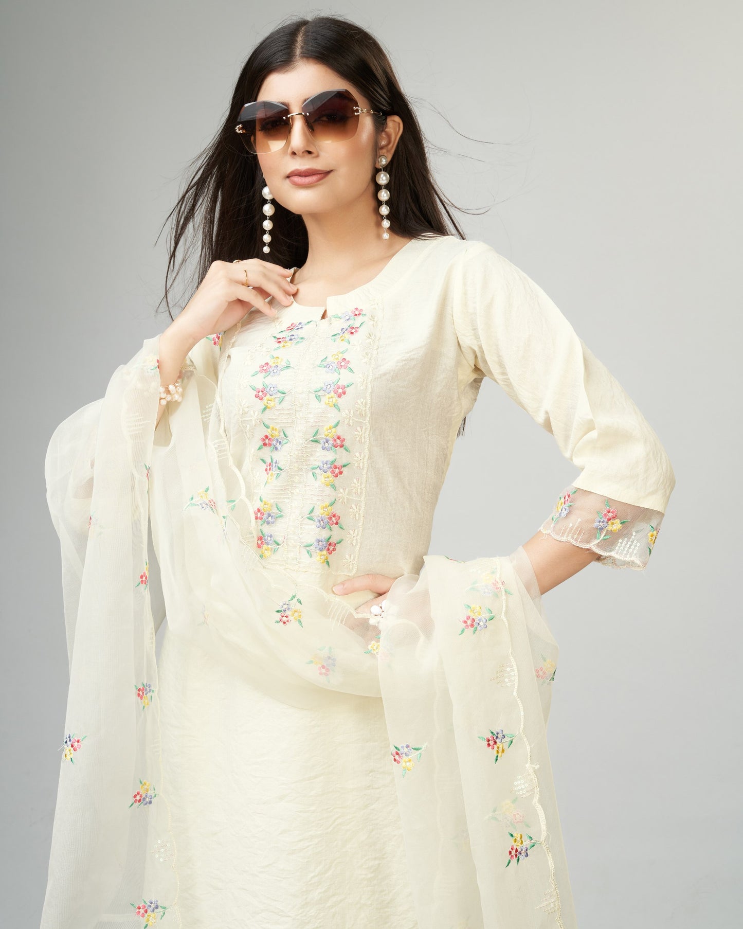Viscose Print With Worked Kurta Set With Dupatta