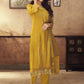 Viscose Rayon Yellow Embroidered Kurta With Dupatta Set