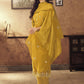 Viscose Rayon Yellow Embroidered Kurta With Dupatta Set