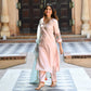 Peach Kurti Set With Organza Dupatta With Pant Pair