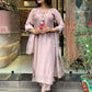 Pink Printed Kurta Set With Organza Dupatta With Pant Pair