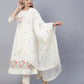 Women's Beautiful  Rayon White Colour embroidered kurti set