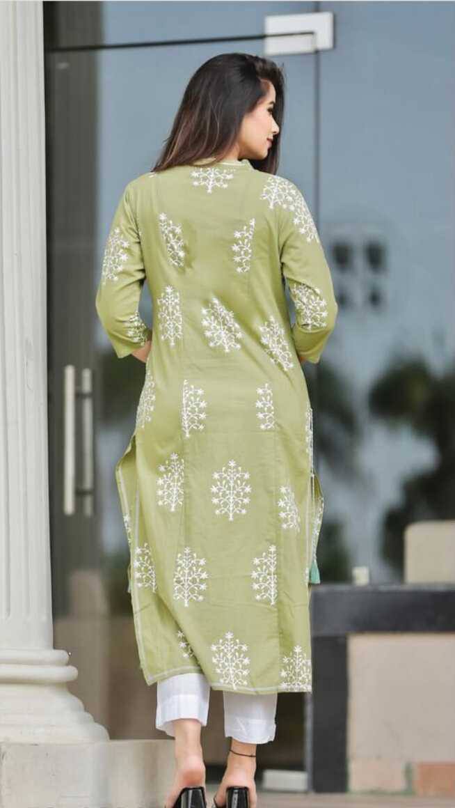 Cotton Embroidered Work Kurta Set