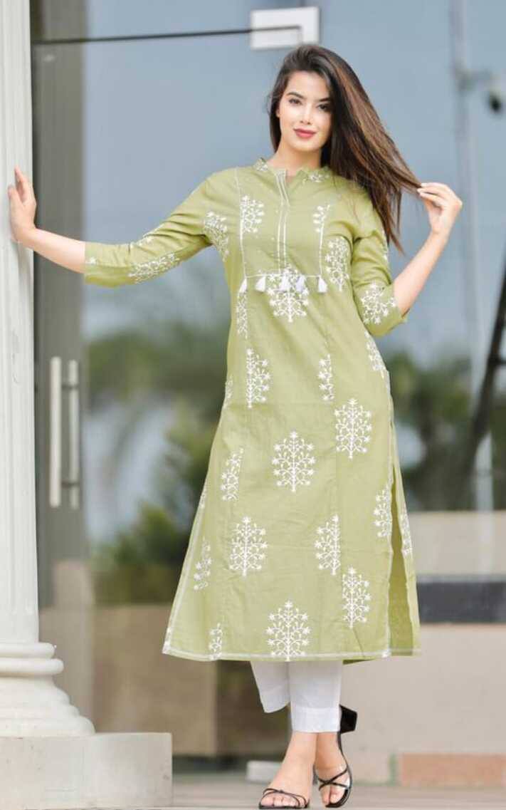 Cotton Embroidered Work Kurta Set