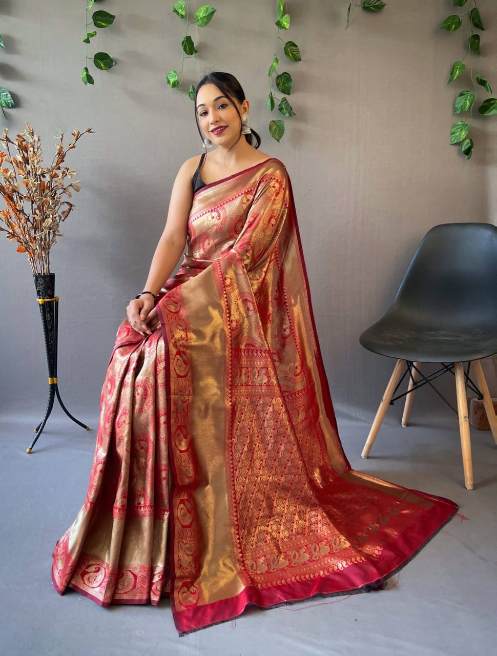 Heavy Silk Pure Red Saree
