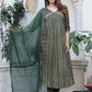 Green Beautiful Foil Capsul Printed Aliacut Embroidery Kurti Set