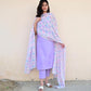 Beautiful Lavender Maska Cotton Suit Set With Pent And Dupatta