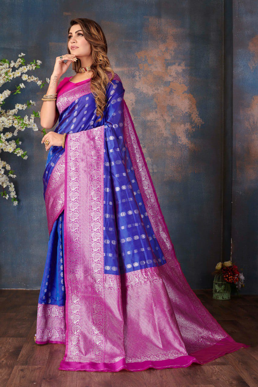 Blue Traditional Pure Kanjivaram Handloom Silk Saree