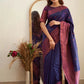Nevy Blue Coper Weaving Lichi Silk Banarasi Saree