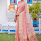 Linen Pink Tissue Saree With Zari Border