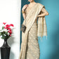 Light Grey Chanderi Chikankari Weaving Saree With Classy Zari