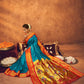 Teal Beautiful Rahi Paithani Saree With Jari Work