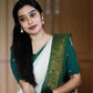 Green Lichi Silk Banarasi Saree With  Kanjiwaram Figure